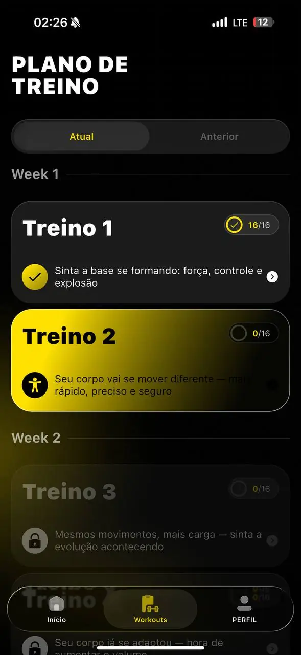 Plano de treino por semanas