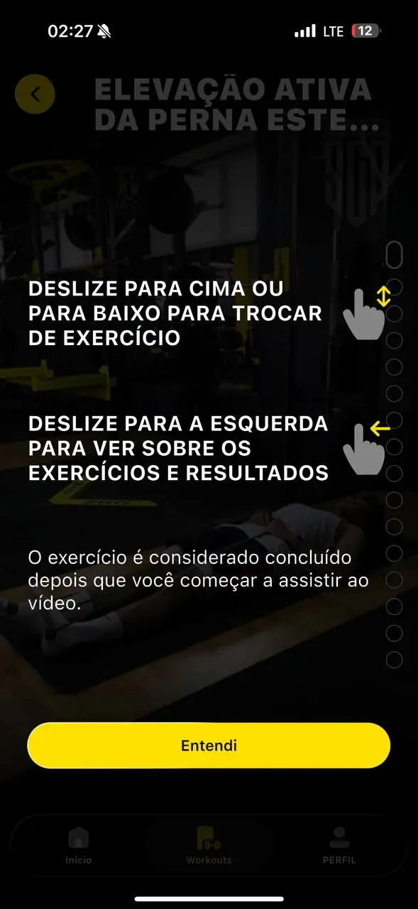 Como funciona: gestos para trocar de exercício