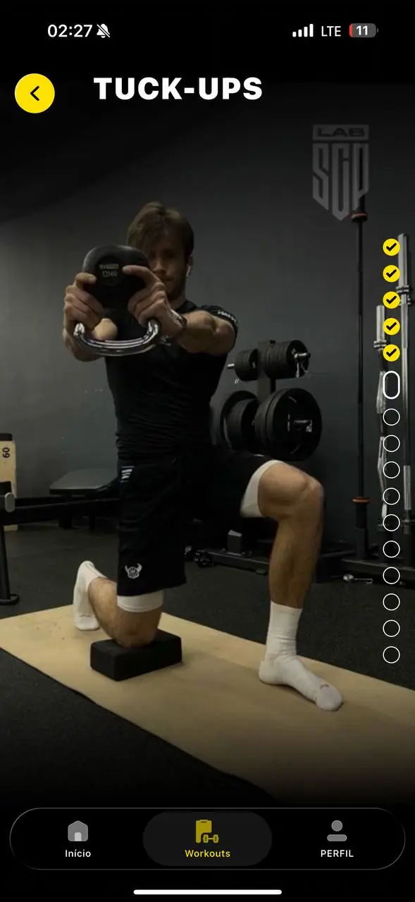 Tuck-ups — vídeo do preparador